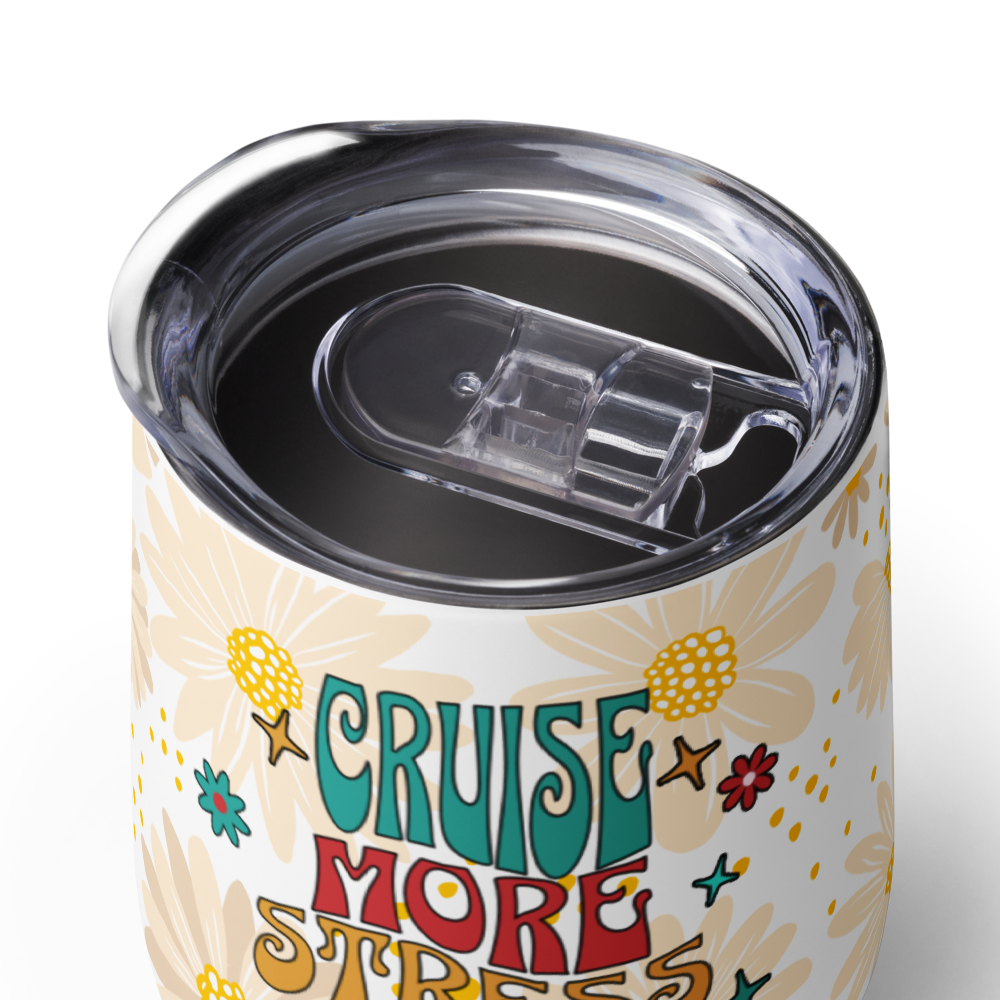 Cruise More Stress Less - Stainless Steel Insulated Tumbler – 12oz Travel Mug - Flowers edition