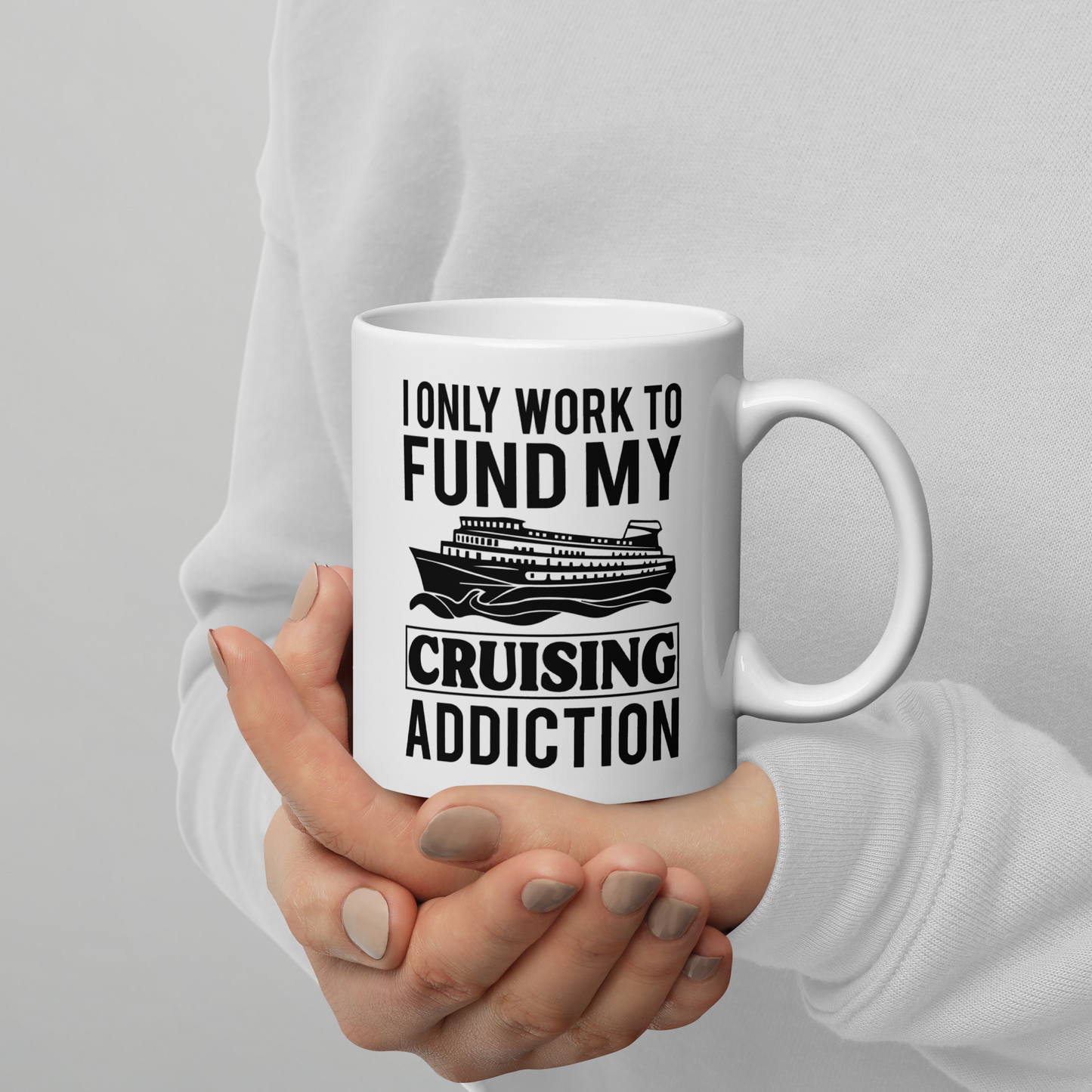 White glossy mug - #cruisingaddiction