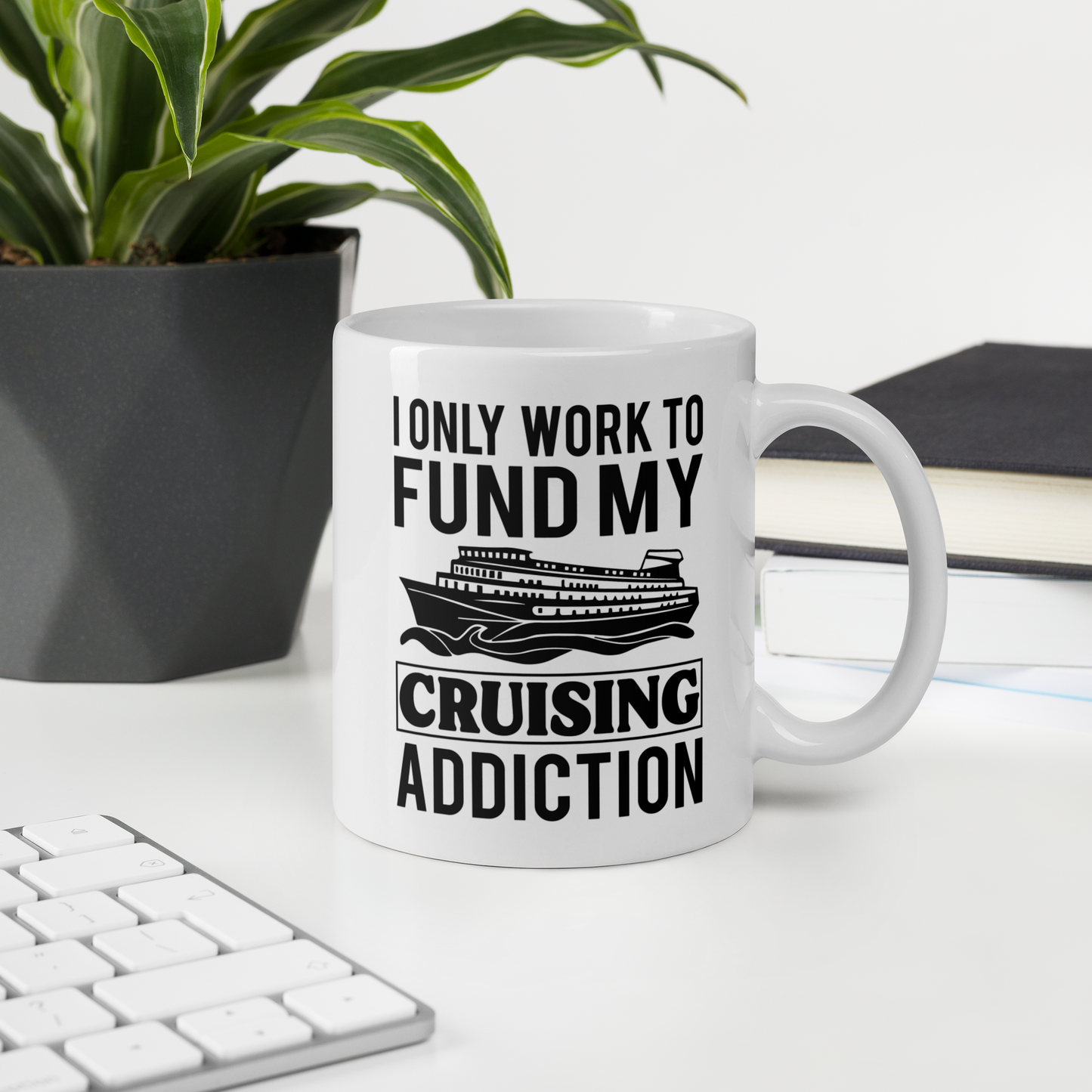 White glossy mug - #cruisingaddiction