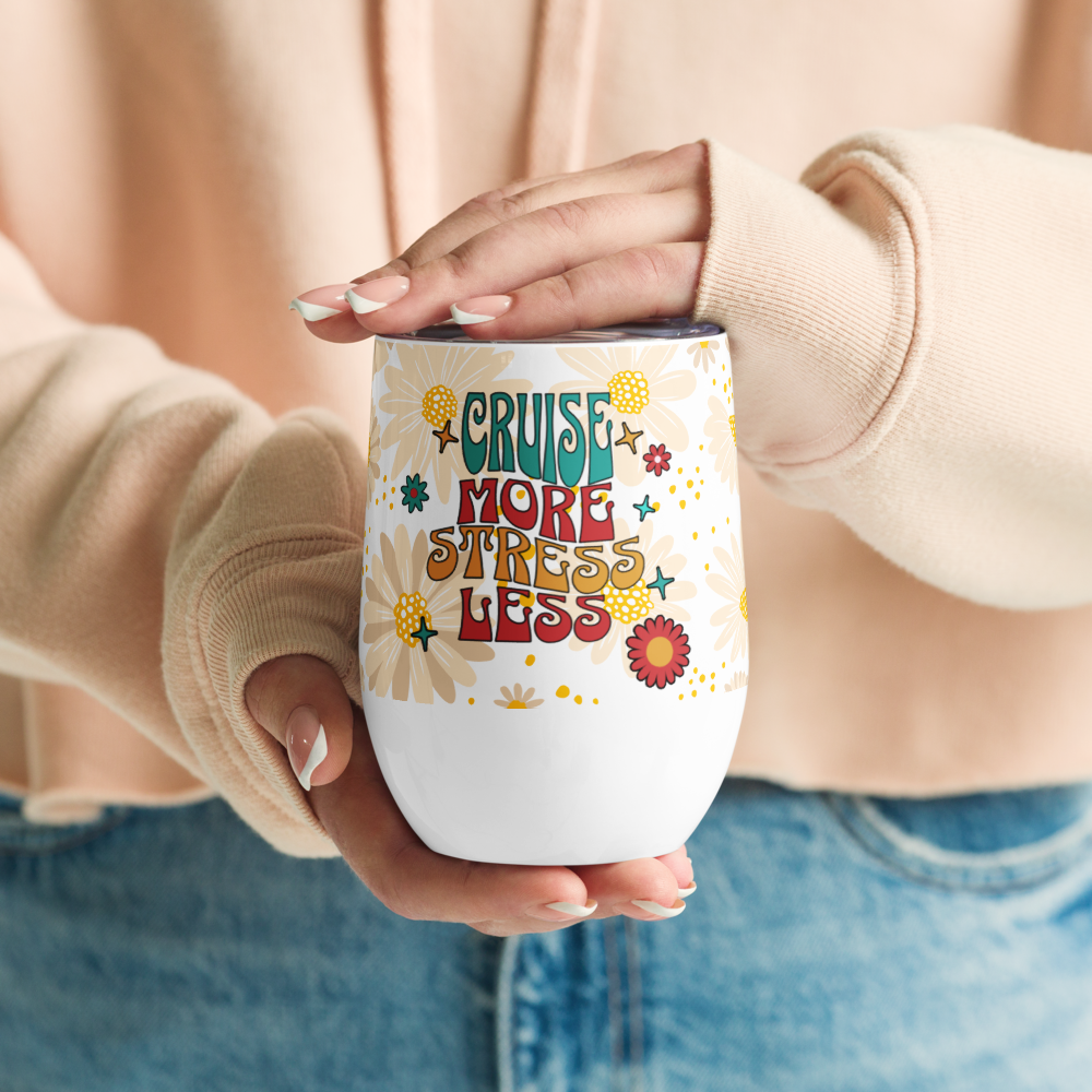 Cruise More Stress Less Hőtartó Pohár- virágos